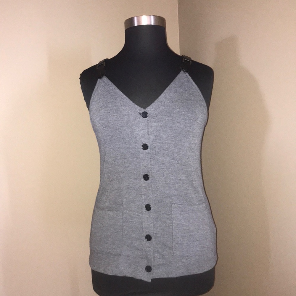 Grey and black studded vest/camisole